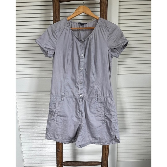 Armani Exchange Women's Gray Button Front Short Sleeve Romper Jumpsuit Size 10 - Picture 1 of 4